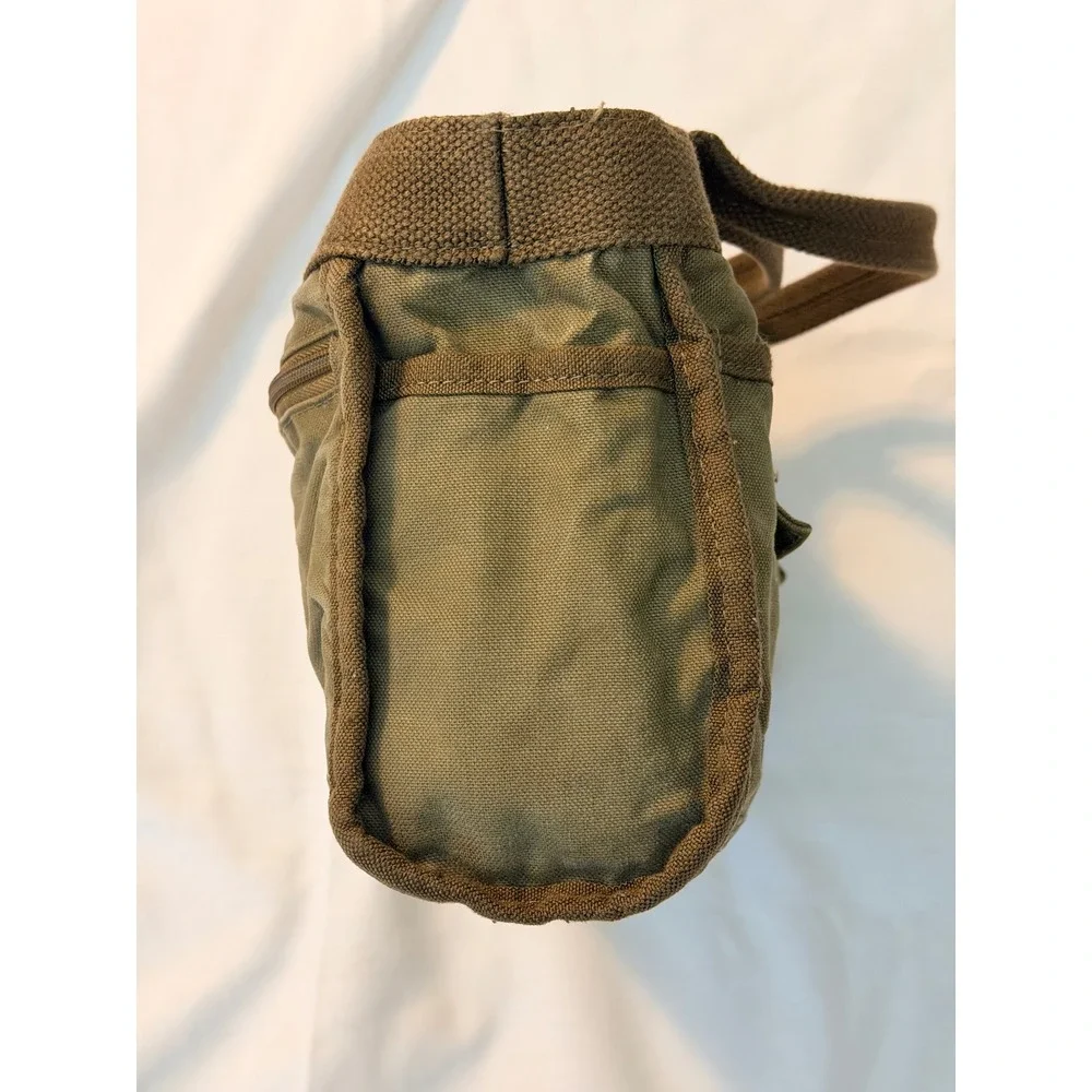 Hurley Canvas Tote Bag Olive Green Utility Multi Pocket Heart Print Lining